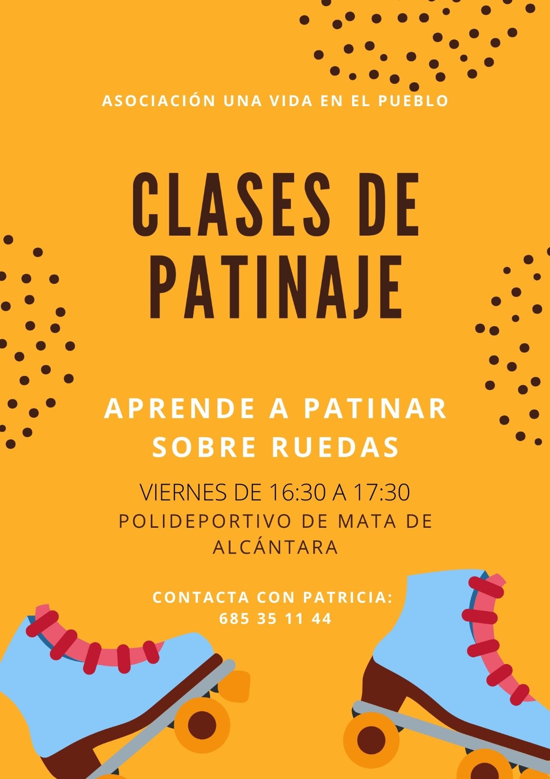 Cartel de las clases de patinaje sobre ruedas